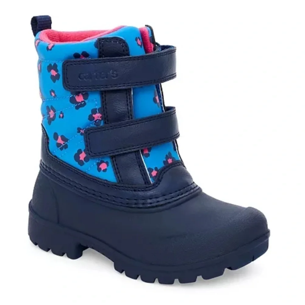 Carter's Girls Deltha Cold Weather Boots Pink and Blue Leopard Print Toddler’s 7